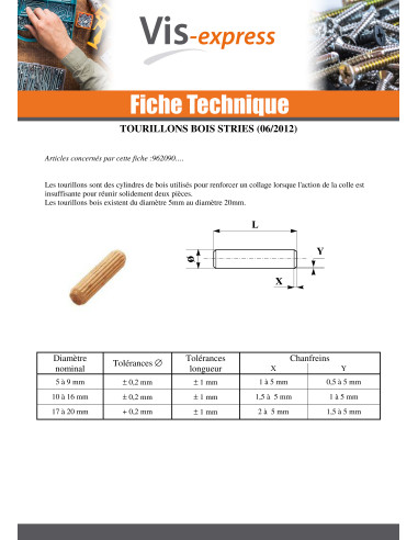 1 x Houten deuvels hout STRIE 10X35