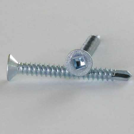 1 x Zelfborende schroef gefreesde kop vierkant 4.2X38 Wit verzinkt staal