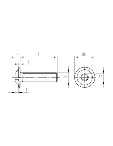 1 x Metalen schroeven bolkop kraagflens TORX...