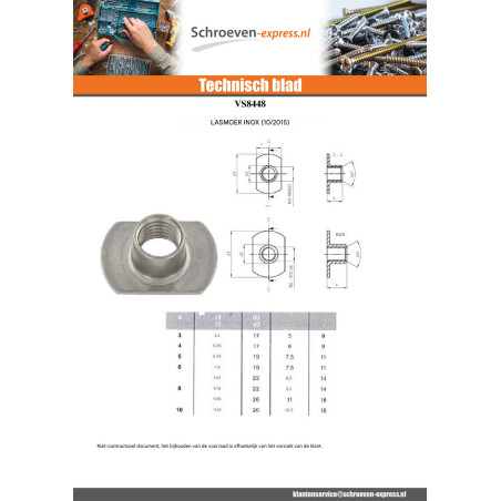 1 x Moer cilindrisch om te lassen M6 19X11 hoog 7.5 RVS A2