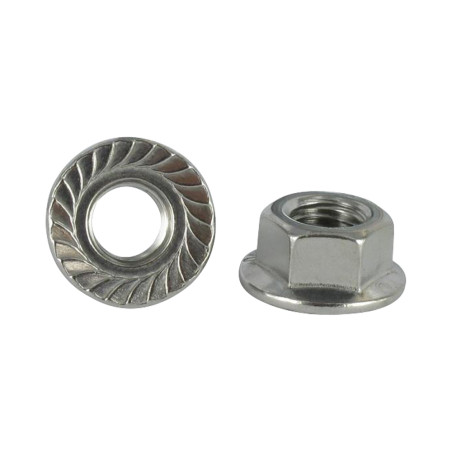 1 x Zeskantmoer RVS A2 basis met kartelflens M8 + GLEITMO