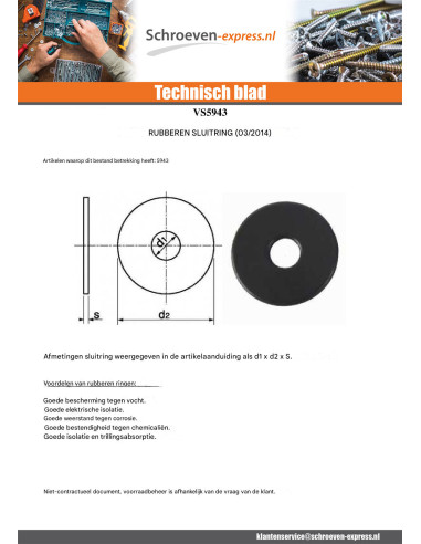 1 x Sluitring Rubber Zwart 3X10X1