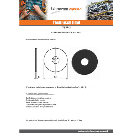 1 x Sluitring Rubber Zwart 3X10X1