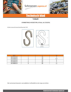 Symmetrische S-haak 6X60 A4 RVS 2