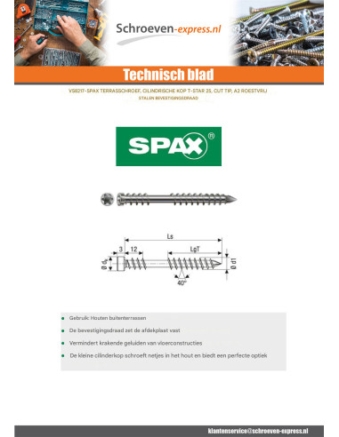 1 x SPAX Terrasschroeven cilindrische kop TORX...
