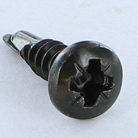 1 x Zelfborende schroef RVS A2 Zwart bol cilinderkop Pozi 3,5X13