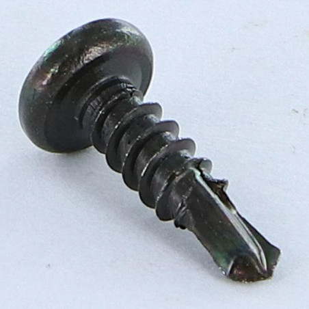 1 x Zelfborende schroef RVS A2 Zwart bol cilinderkop Pozi 3,5X13