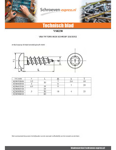 Agglo houtschroeven RVS A2 ronde kop 4,5X16 TORX T20 2