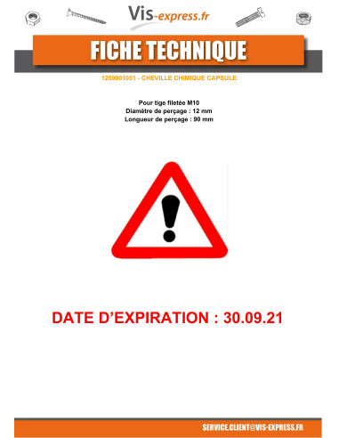 1 x Chemische plug capsule M10
