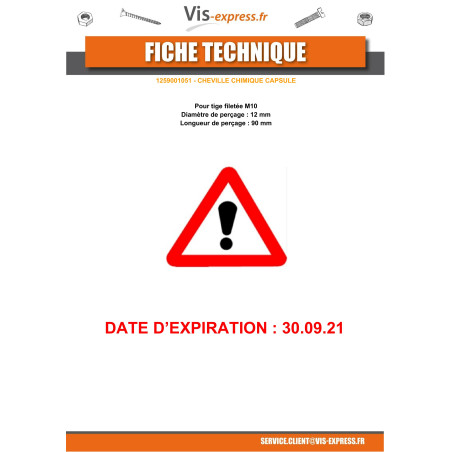 1 x Chemische plug capsule M10