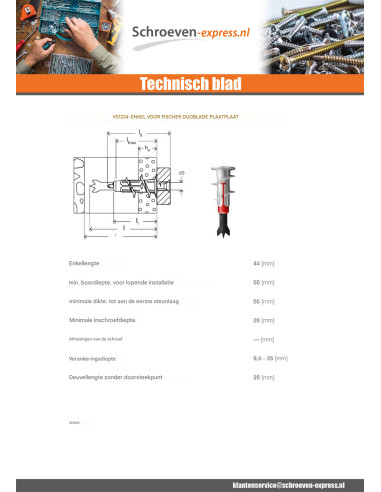 1 x Plug DUOBLADE Fischer zonder Schroeven