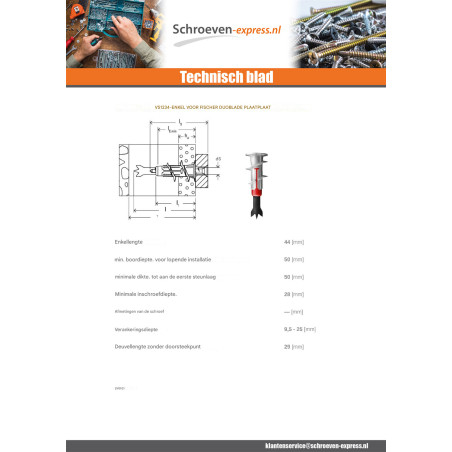 1 x Plug DUOBLADE Fischer zonder Schroeven