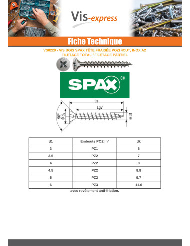 1 x SPAX Houtschroeven gefreesde kop Pozi PZ7...