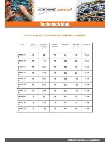 1 x Plug VERLENGD BOND en Schroeven gefreesde...