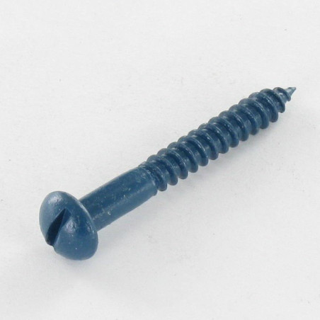 1 x Houtschroeven ronde kop split 4X30 Wit verzinkt staal LAQ blauw RAL5009