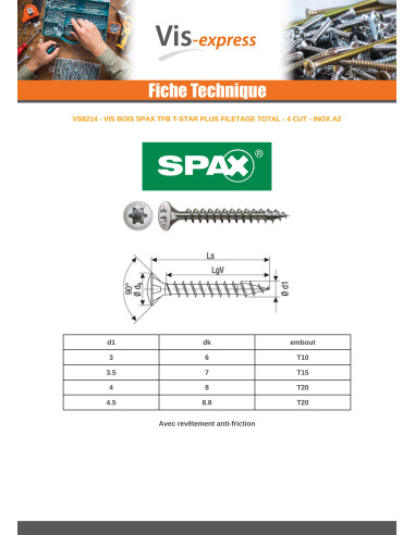 1 x SPAX Houtschroeven gefreesde bolkop T-STAR...