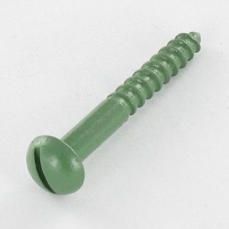 1 x Houtschroeven ronde kop split 4X30 Wit verzinkt staal LAQ Groen RAL6011 reseda groen