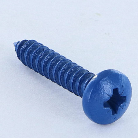 1 x Metaalplaatschroef RVS A2 bolvormige kopschroef Pozi 4.8X25 blauw RAL5010