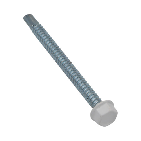 1 x Zelfborende schroef zeskantkop TH 4.8X19 Wit verzinkt staal witte lak RAL9010 zuiver wit 80% BRIL