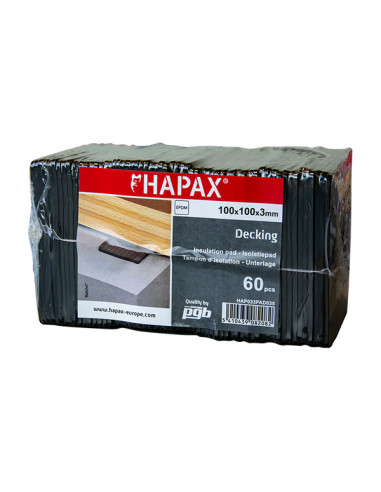1 x Set van 60 Balkbeschermingspads 100X100X3 EPDM