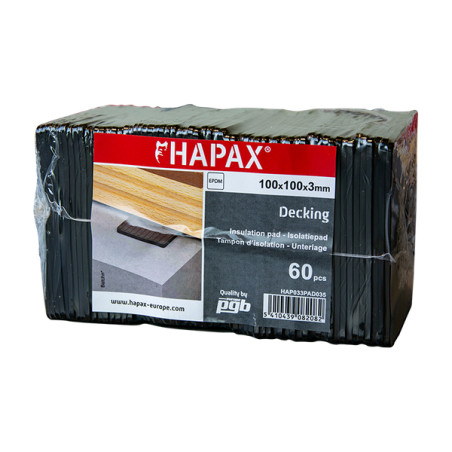 1 x Set van 60 Balkbeschermingspads 100X100X3 EPDM
