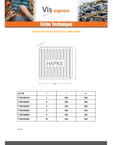 1 x Set van 60 Balkbeschermingspads 100X100X3 EPDM
