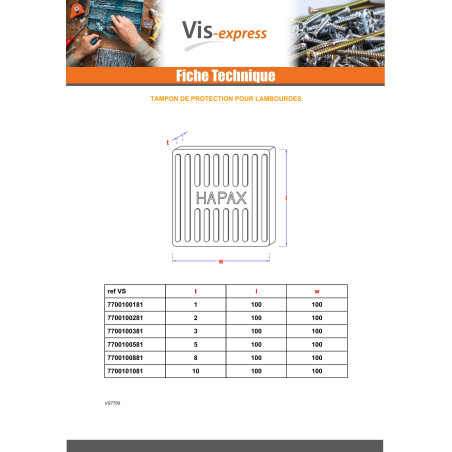 1 x Set van 60 Balkbeschermingspads 100X100X3 EPDM