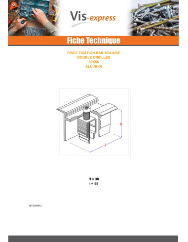 1 x Tang Bevestiging ZONNE 30X55 Aluminium...