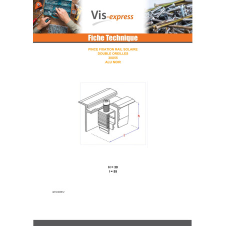 1 x Tang Bevestiging ZONNE 30X55 Aluminium Zwart IN