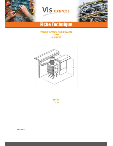 1 x Tang Bevestiging ZONNE 35X55 Aluminium...