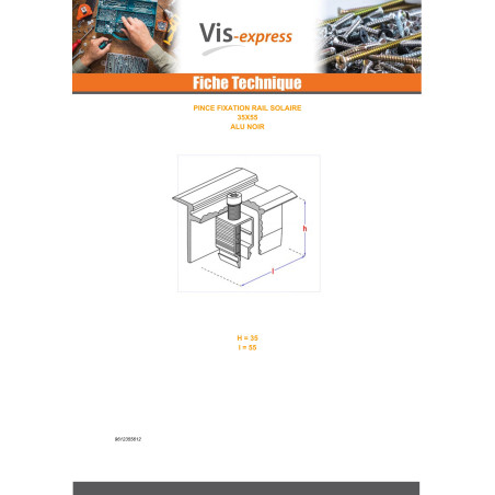 1 x Tang Bevestiging ZONNE 35X55 Aluminium Zwart IN