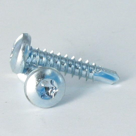 1 x Zelfborende schroef bol cilinderkop 4.2X19 TORX T20 Wit verzinkt staal