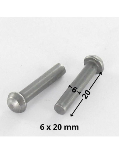 1 x Massieve klinknagel ronde kop 6X20 Ruw staal