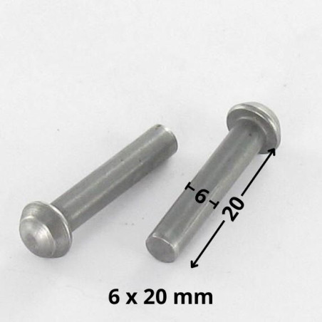 1 x Massieve klinknagel ronde kop 6X20 Ruw staal