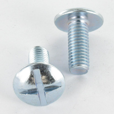 1 x Schroeven Bolkop breed rond split in kruis M8X45 Wit verzinkt staal