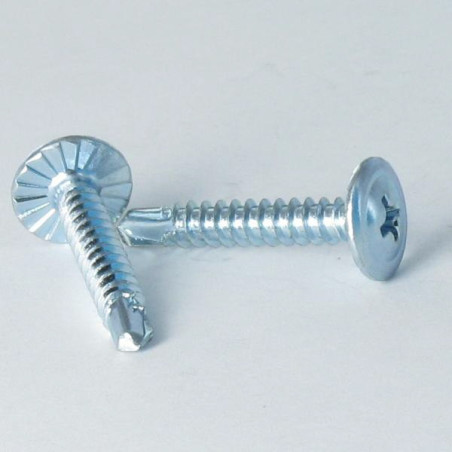 1 x Zelfborende schroef brede ronde kop phillips kartel 4.2X13 Wit verzinkt staal