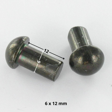 1 x Massieve klinknagel ronde kop 6X12 Zwart gegalvaniseerd staal