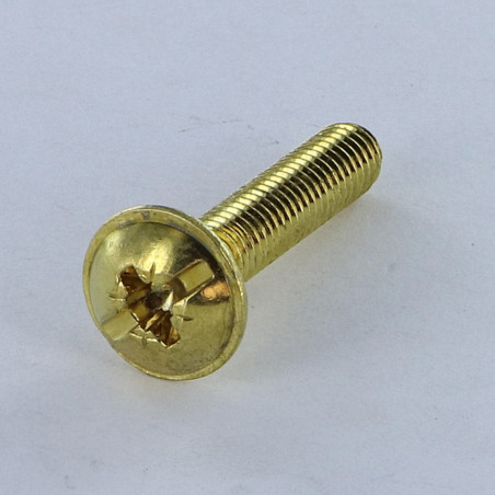 1 x Schroeven Bolkop breed rond Pozi met split M6X14 Messing staal