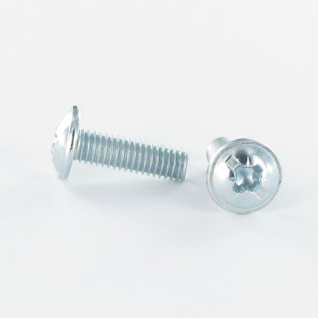 1 x Schroeven Bolkop breed rond Pozi met split M4X30 Wit verzinkt staal