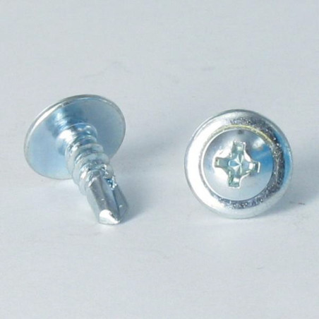 1 x Zelfborende schroef brede ronde kop phillips kartel 4.2X16 Wit verzinkt staal RAL 9016