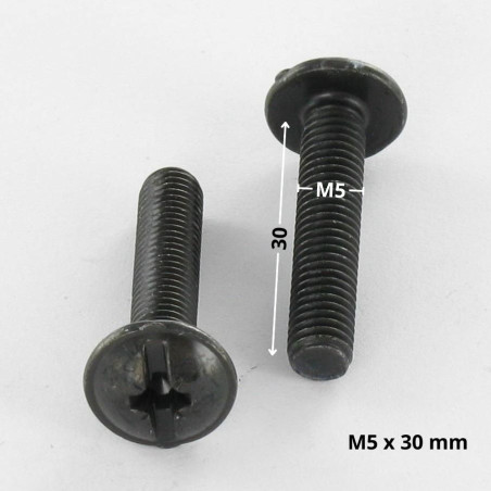 1 x Schroeven Bolkop breed rond Pozi met split M5X30 Zwart gegalvaniseerd staal