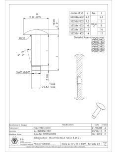 Massieve klinknagel Bolkop / ronde kop 3,65 x 10 tepel... 2