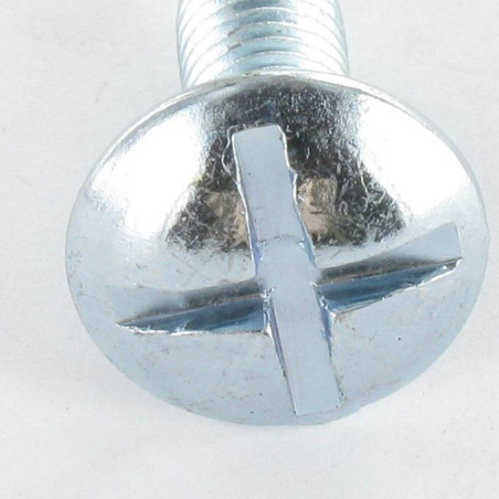 1 x Schroeven Bolkop breed rond split in kruis M8X70 Wit verzinkt staal