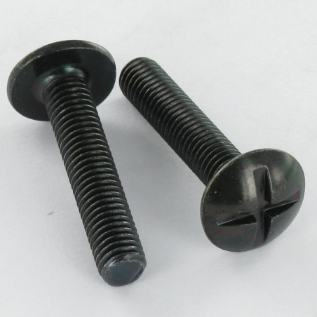 1 x Schroeven Bolkop breed rond split in kruis M8X20 Zwart gegalvaniseerd staal