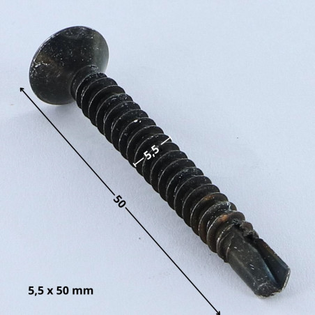 1 x Zelfborende schroef gefreesde kop TORX T25 5,5X50 Zwart gegalvaniseerd staal