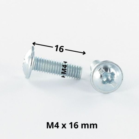 1 x Schroeven Bolkop breed rond Pozi met split M4X16 Wit verzinkt staal