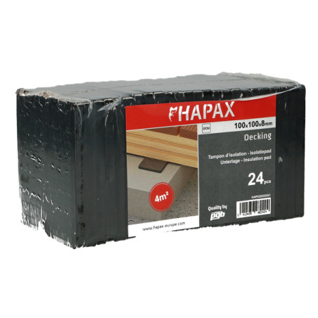 1 x Set van 24 Balkbeschermingspads 100x100x8 EPDM