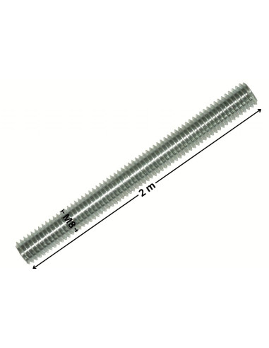 1 x Draadstang M8 lengte 2 meter Wit verzinkt...