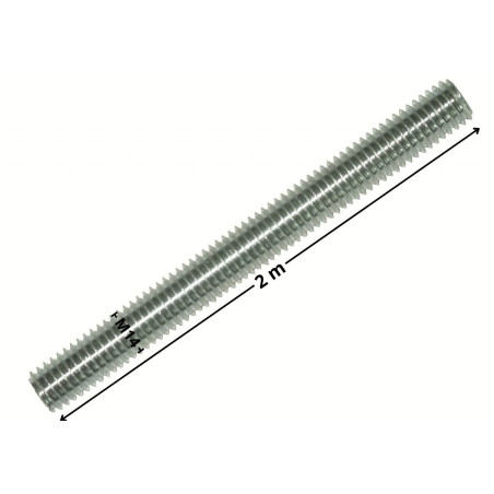 1 x Draadstang M14 lengte 2 meter Wit verzinkt staal