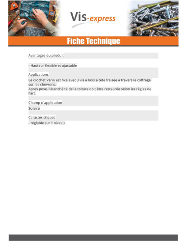 1 x Haak van voor alles VARIO 260x30x60 /5 RVS A2